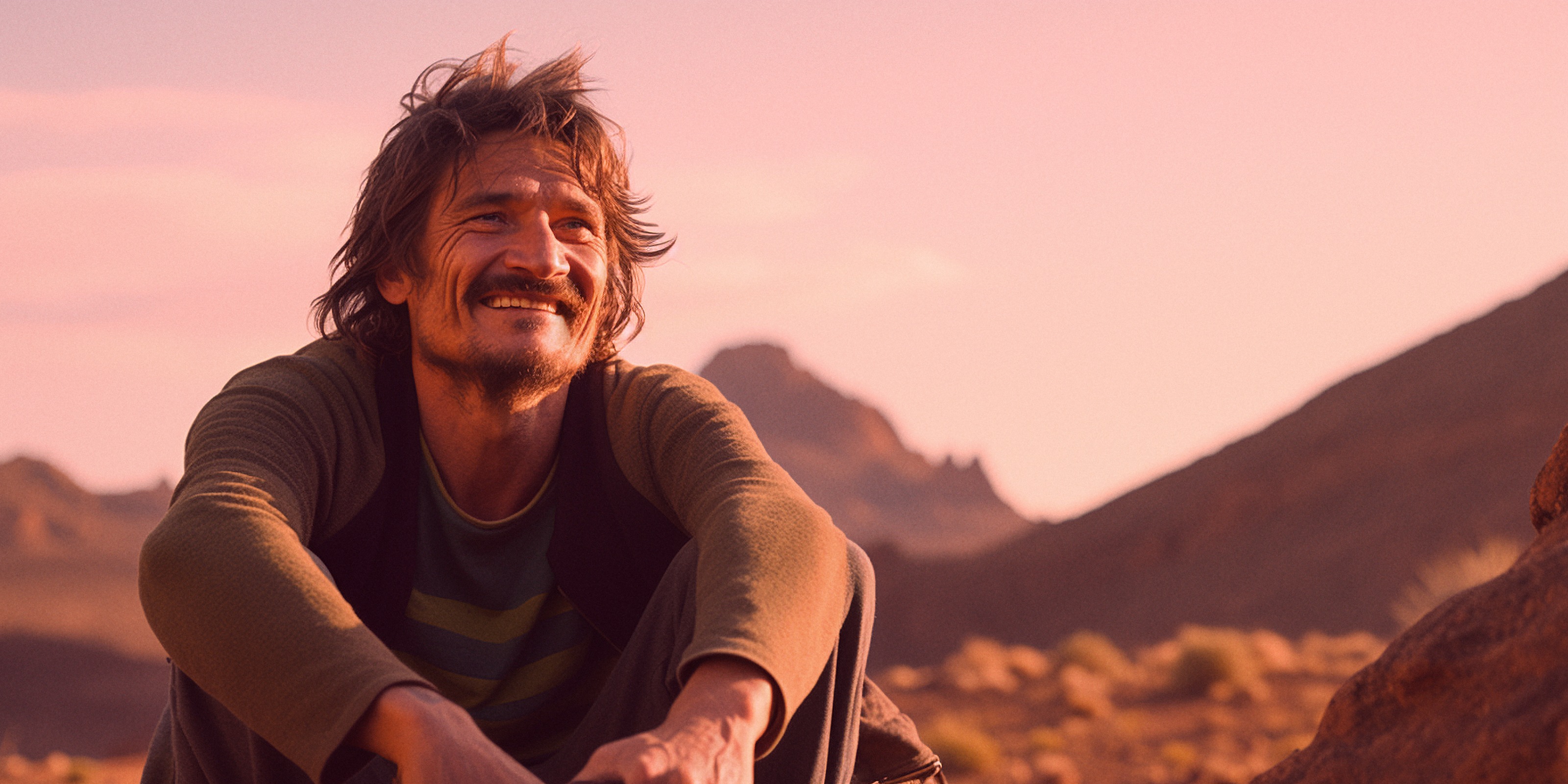 Lou smiling in the desert light.